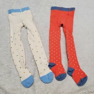 Baby Boden White Gold Star Coral Polka Dot Tights Sets Baby 12-18 18-24 months